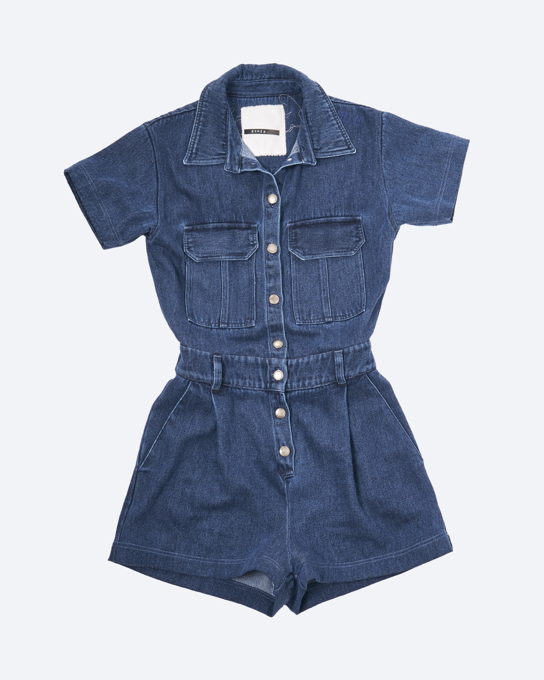  blue denim short jumpsuit 